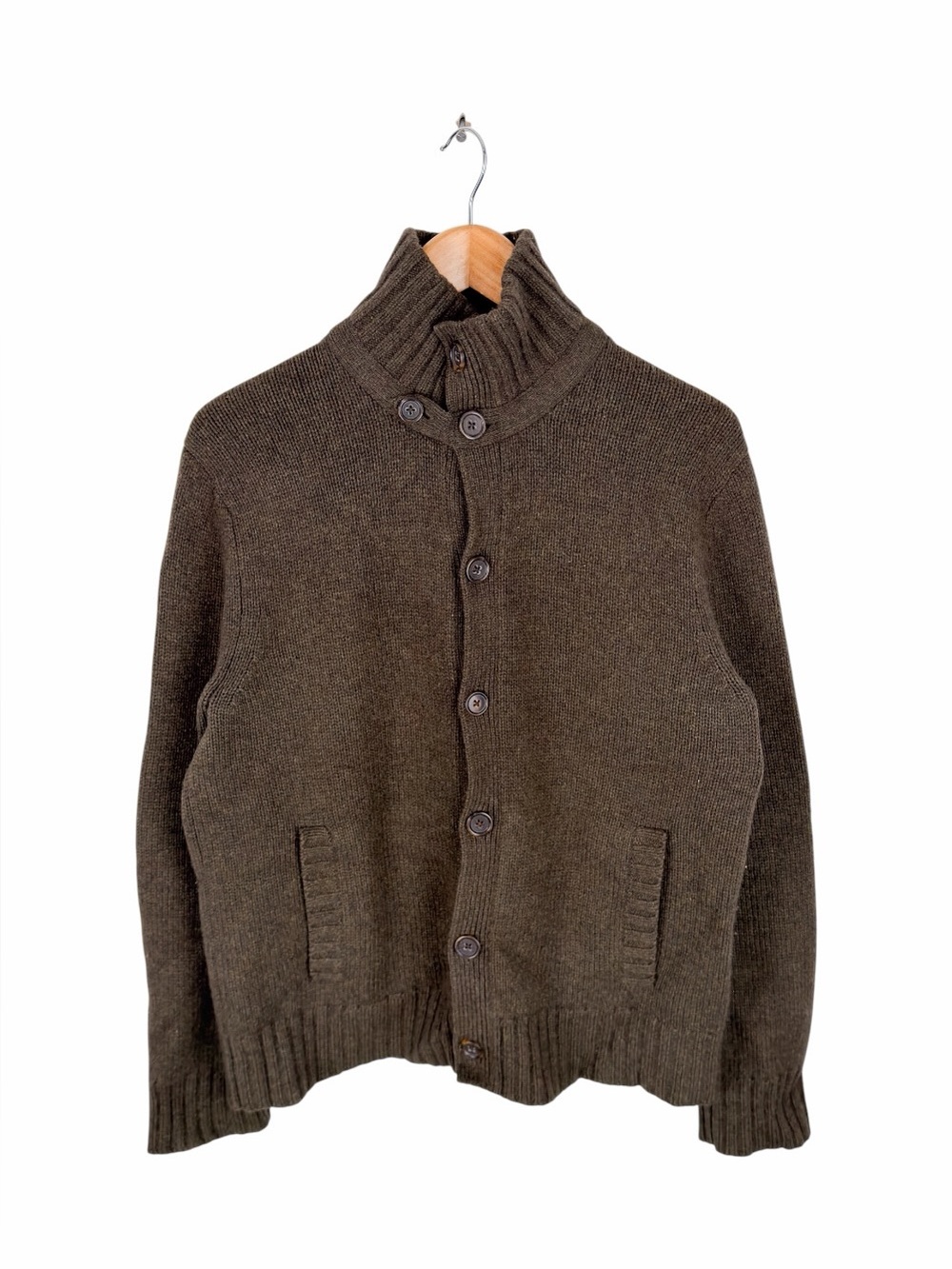 Banana Republic Men’s Medium Wool Cashmere Angora Cardigan Sweater High Collar